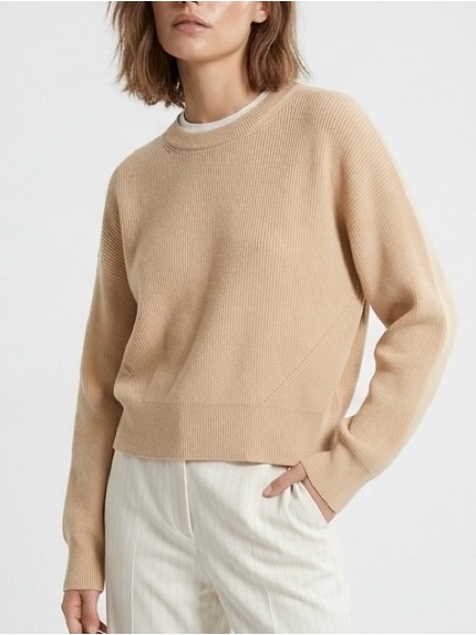 Lululemon Double Layer Crewneck Sweater Prosecco/Lemon Sorbet Knit Waist Length